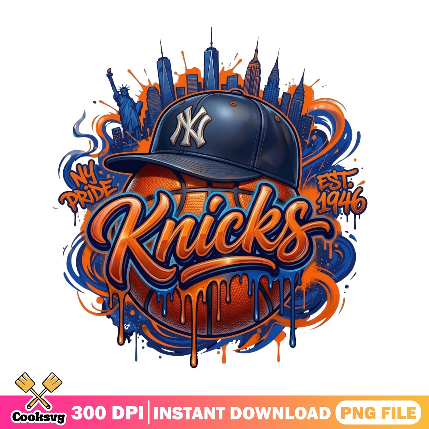 New York Knicks Basketball PNG, NY Pride Graffiti PNG, NBA PNG