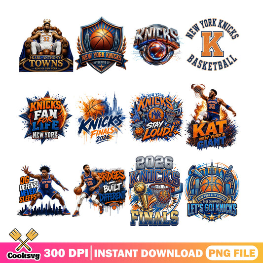 New York Knicks PNG Bundle, Basketball Fan PNG, NBA PNG