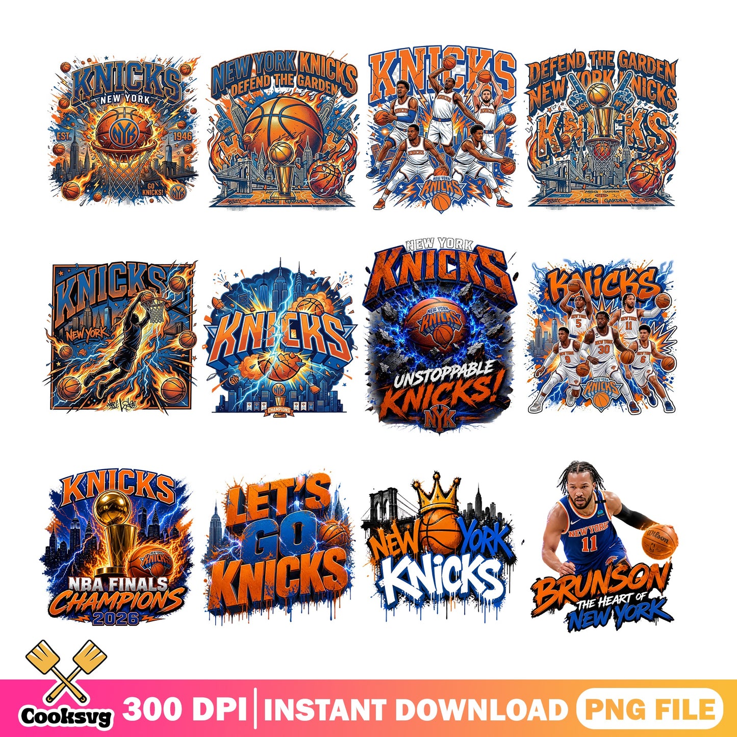 New York Knicks PNG Bundle, Basketball NBA Team PNG, Brunson PNG