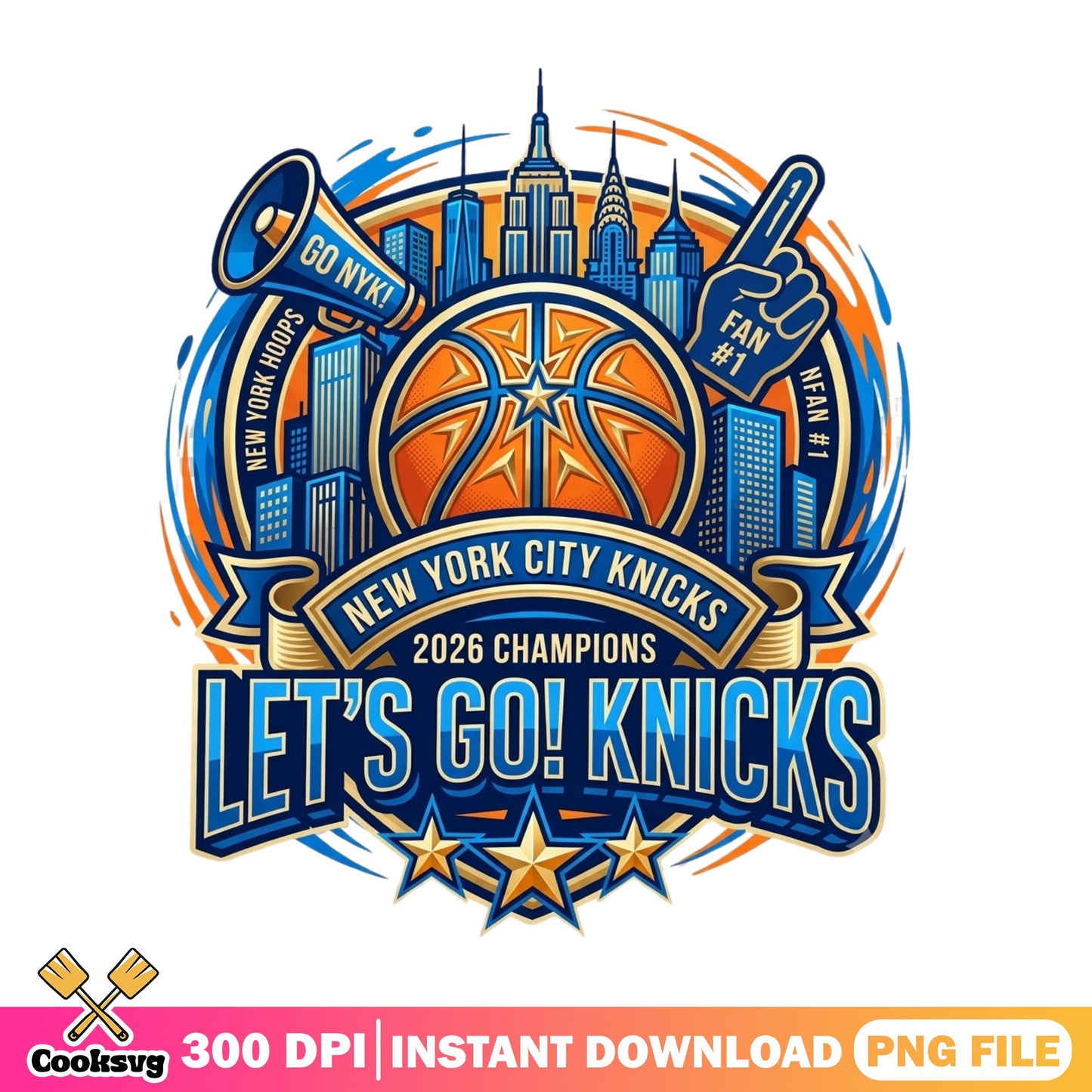New York Knicks PNG, Lets Go Knicks Basketball Fan PNG, NBA PNG