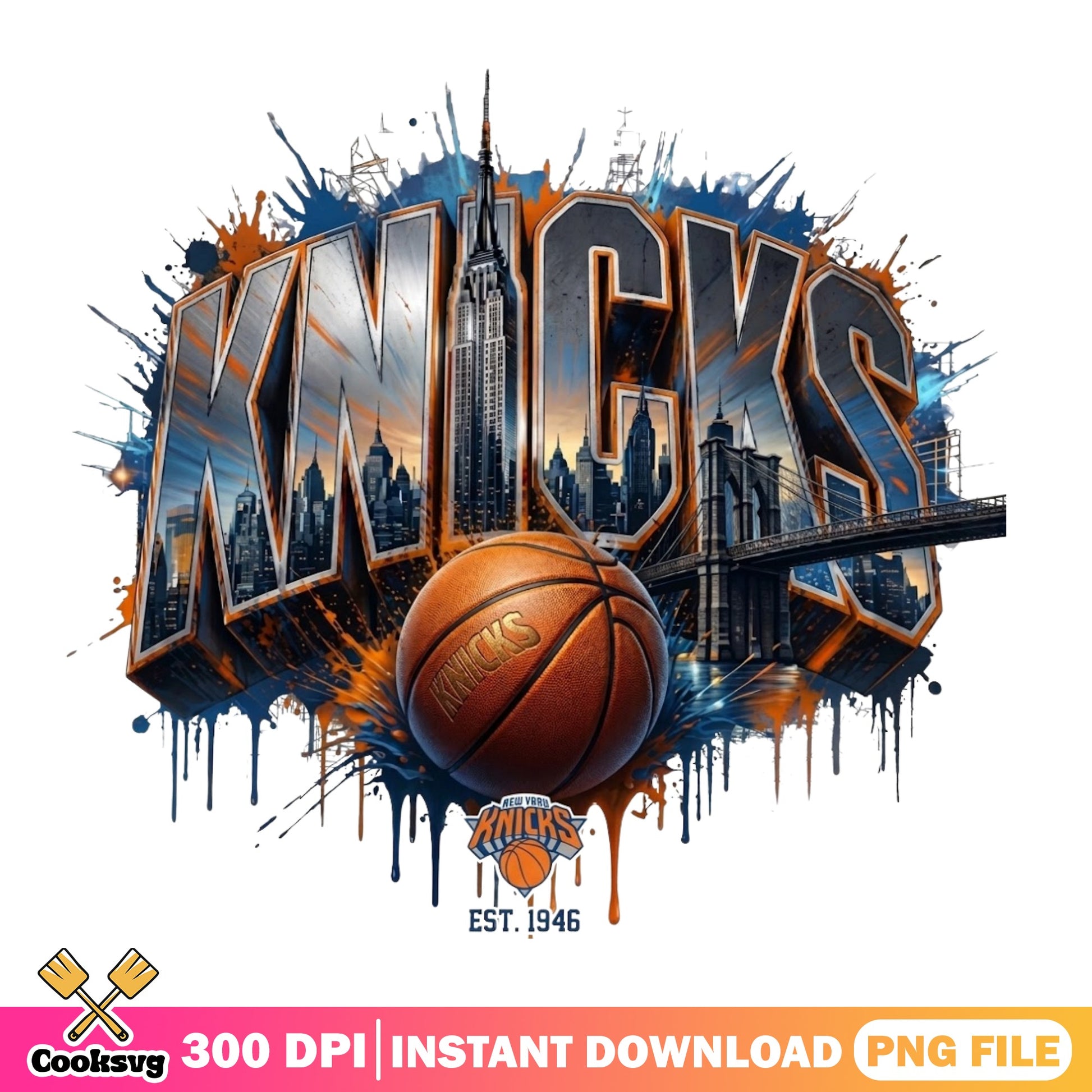 New York Knicks PNG, NBA Basketball Sublimation, Sports PNG