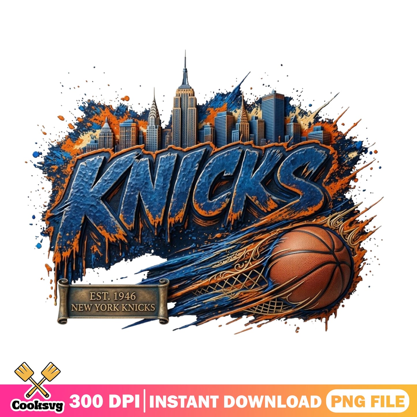 New York Knicks PNG, NBA Basketball Team PNG, Knicks Est 1946 PNG