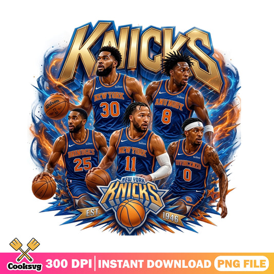 New York Knicks Players PNG, NBA Basketball Team PNG, Knicks EST 1946 PNG