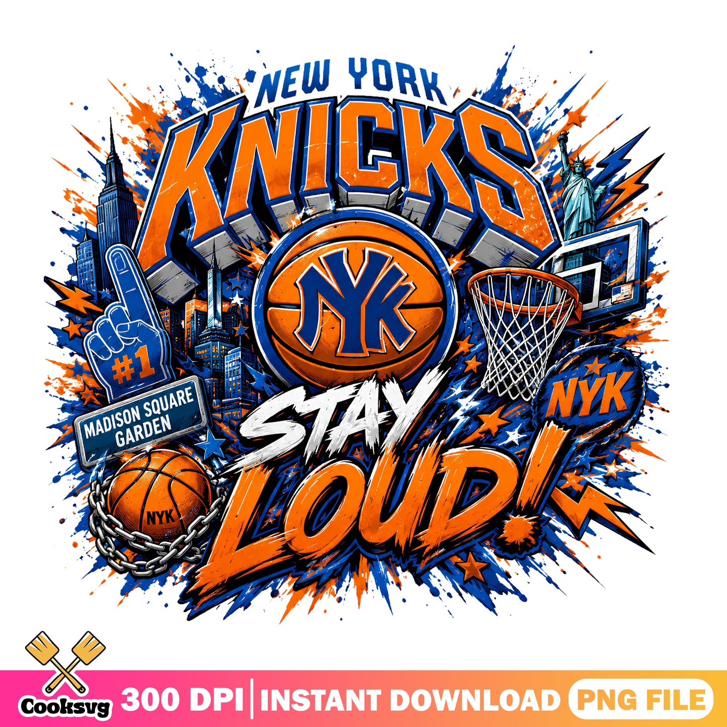 New York Knicks Stay Loud PNG, NBA Basketball Fan PNG, NYK PNG