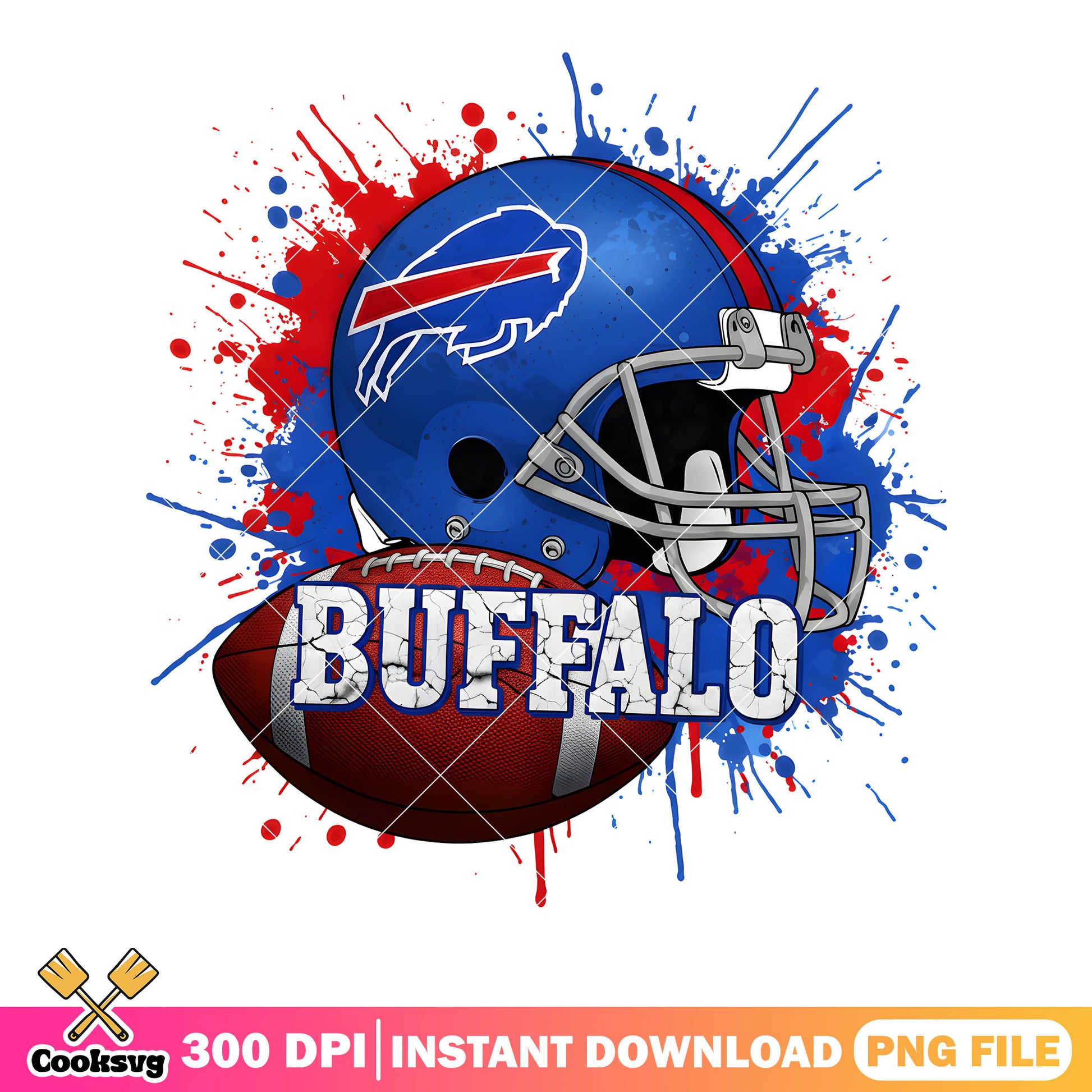 Nfl team hat png, buffalow bills png, red and blue painting​ png