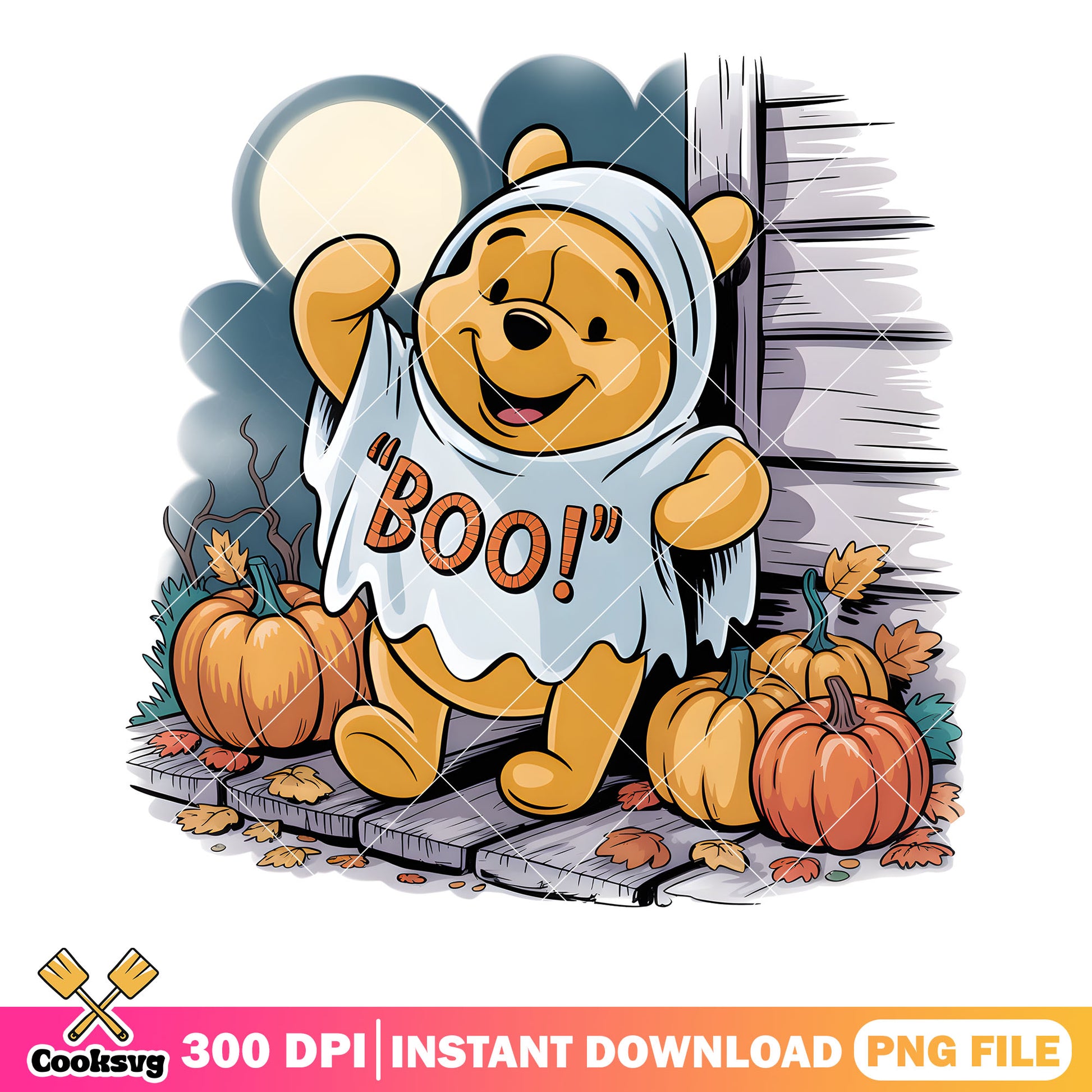 Night halloween boo pooh png, happy halloween png, pooh poster​ png