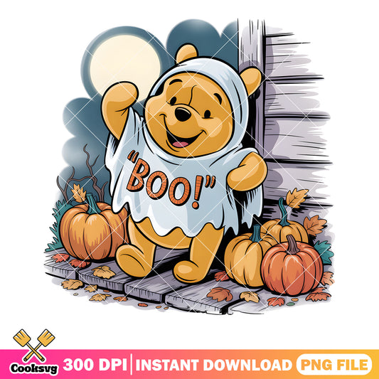 Night halloween boo pooh png, happy halloween png, pooh poster​ png