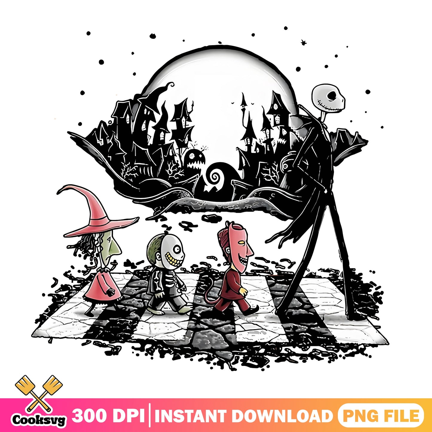 Nightmare Before Christmas Abbey Road PNG, Jack Skellington PNG, Halloween PNG