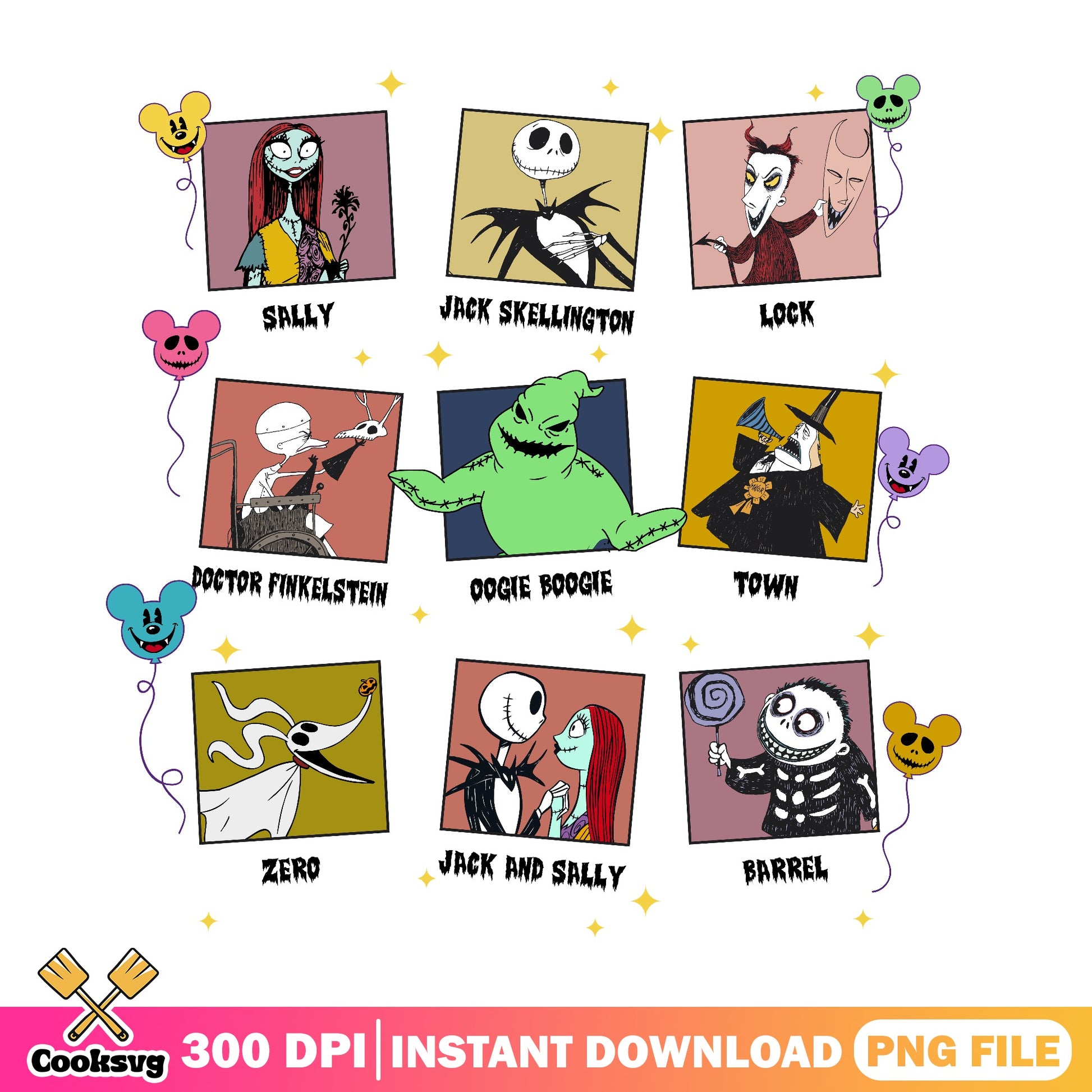 Nightmare Before Christmas Characters PNG, Jack Skellington PNG, Halloween PNG