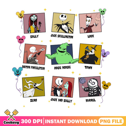 Nightmare Before Christmas Characters PNG, Jack Skellington PNG, Halloween PNG