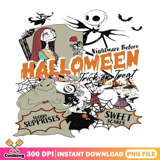 Nightmare Before Christmas Halloween PNG, Jack Sally PNG, Trick Or Treat PNG