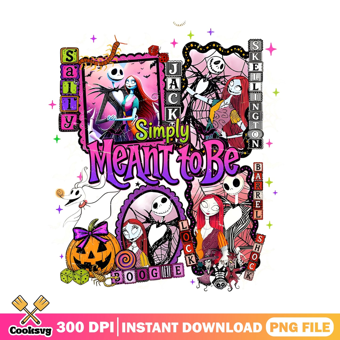 Nightmare Before Christmas PNG, Jack Sally Simply Meant To Be, Halloween PNG