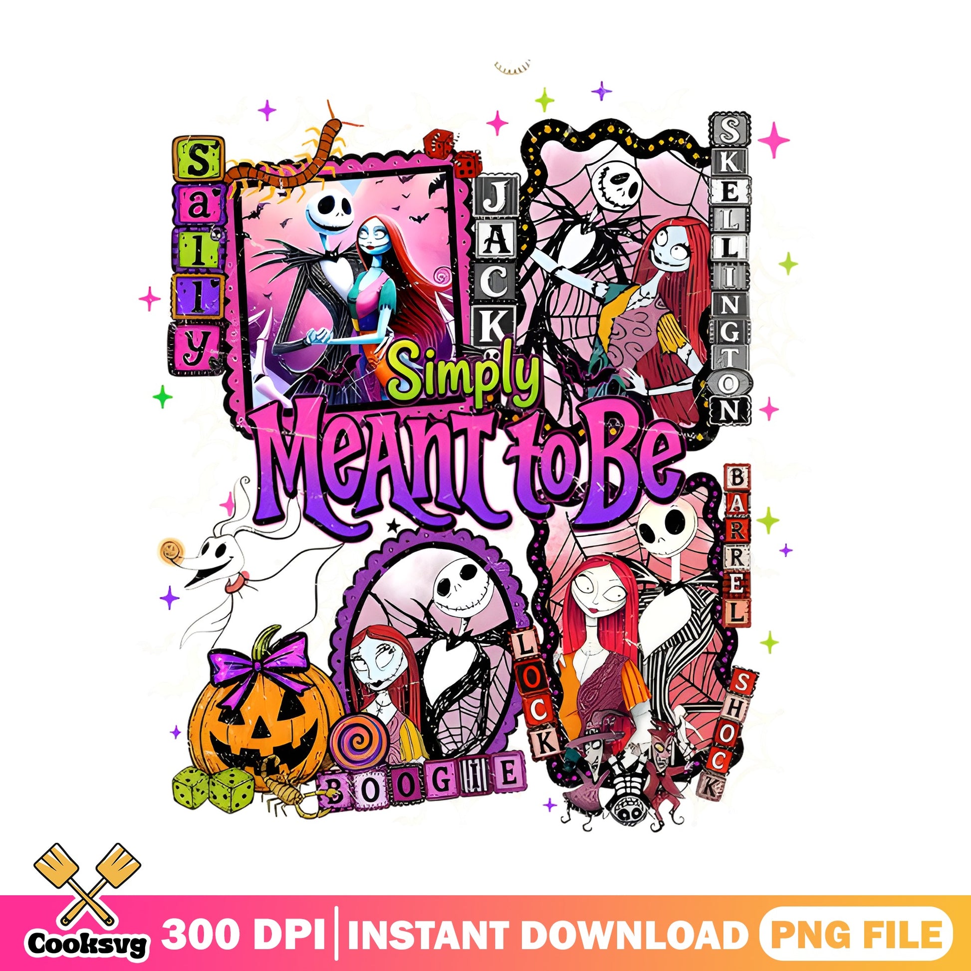 Nightmare Before Christmas PNG, Jack Sally Simply Meant To Be, Halloween PNG