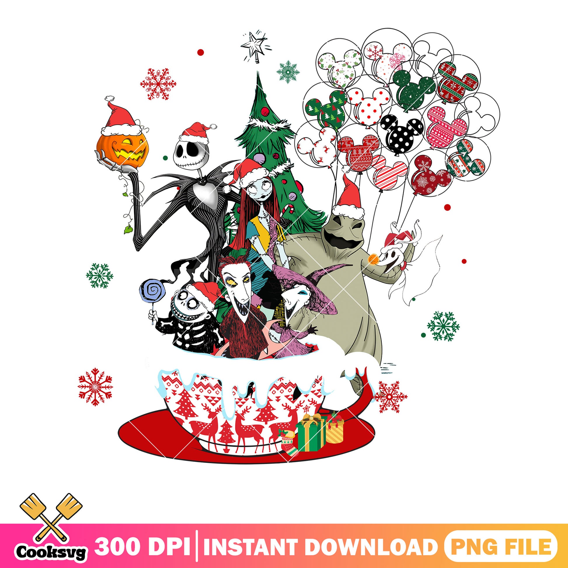 Nightmare tea christmas png, christmas tree png, Oogie Boogie png