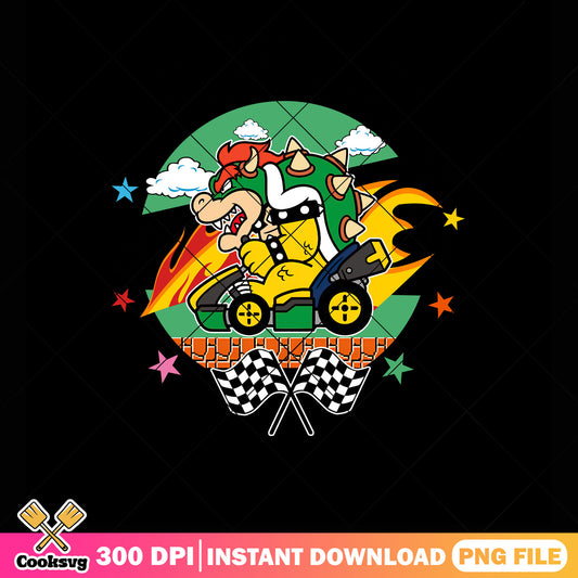 Nintendo racing Bower png, mario racing kart png, bowser fire png
