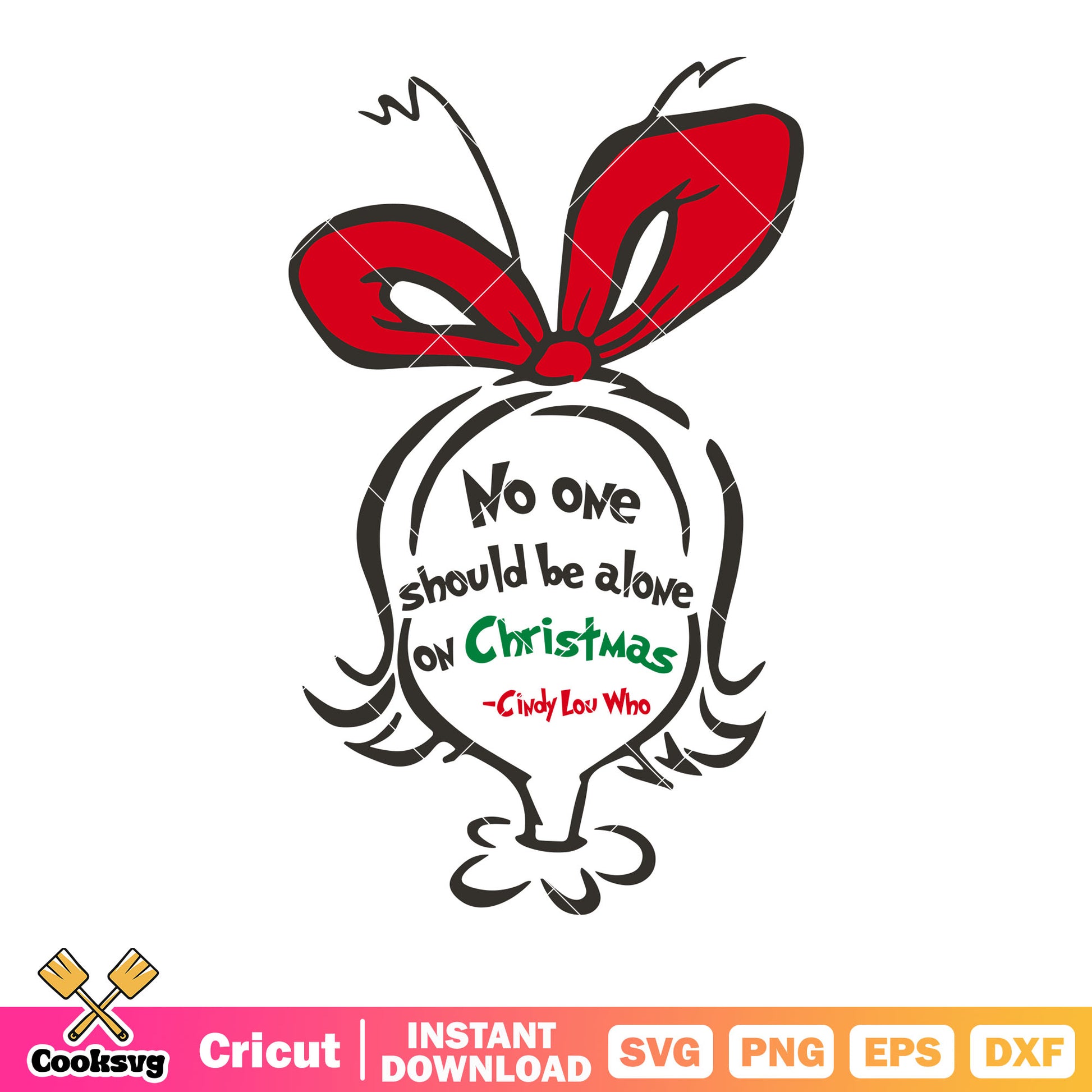 No one should be alone on christmas svg, red bow tie svg