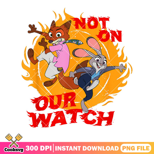 Not on our watch png, zootopia poster png, zootopia couple png