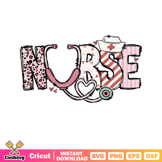 Nurse pink valentine day svg, nurse valentine​ svg, pink valentine svg