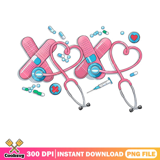 Nurse stuff valentine png, love season png, valentine season png