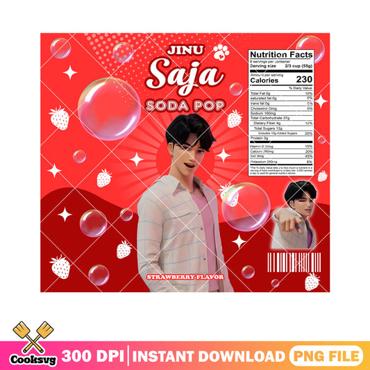 Nutrition facts of soda pop png, kpop demon hunters png, jinu saja png