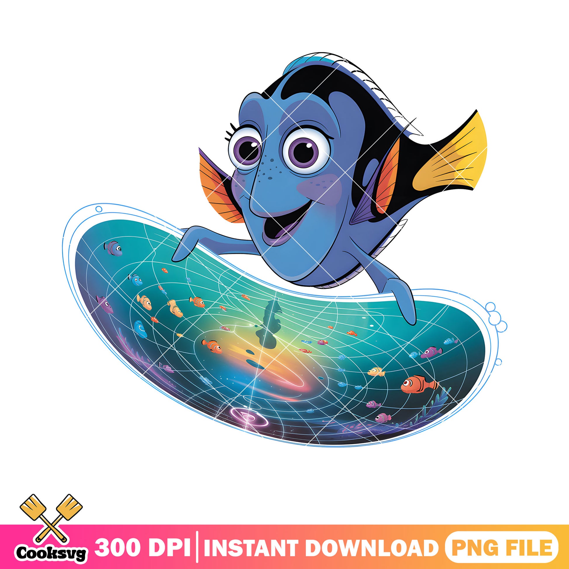 Ocean map with dory png, disney dory png, dory fish png