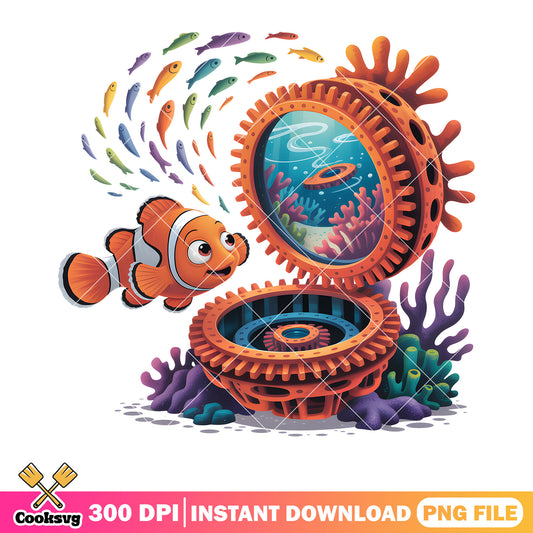 Ocean treasure nemo poster png, finding nemo png, disney character png
