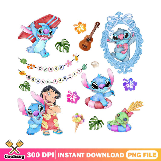 Ohana mean family with stitch png, stitch family png, disney ohana png