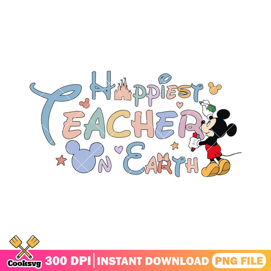On earth happiest teacher png, mickey cartoon png, back to school art png