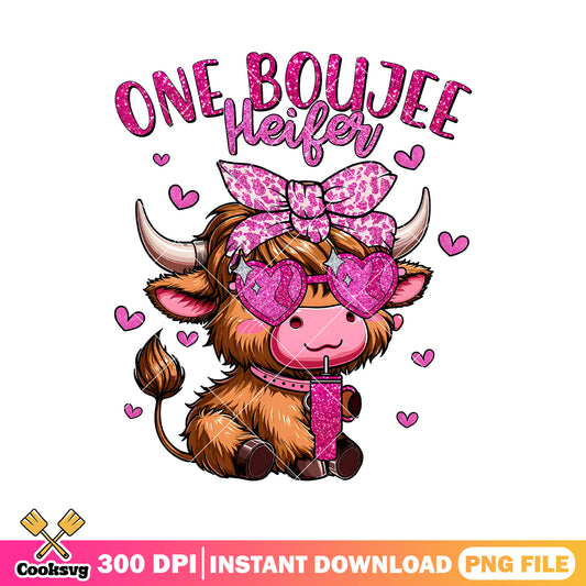 One boujee heifer valentine png, cute valentine png, cow valentine png
