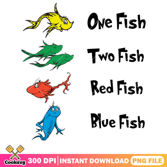 One fish two fish red blue fish png, dr seuss fish png, dr seuss png