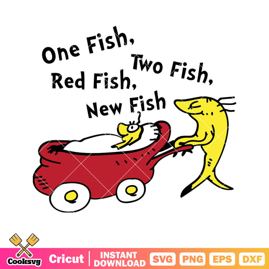 One fish two fish red fish new fish svg, dr seuss fish svg