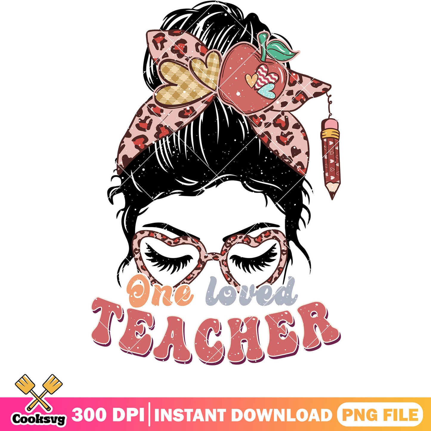 One love teacher messy bun png, messy bun png, valentine vibes png