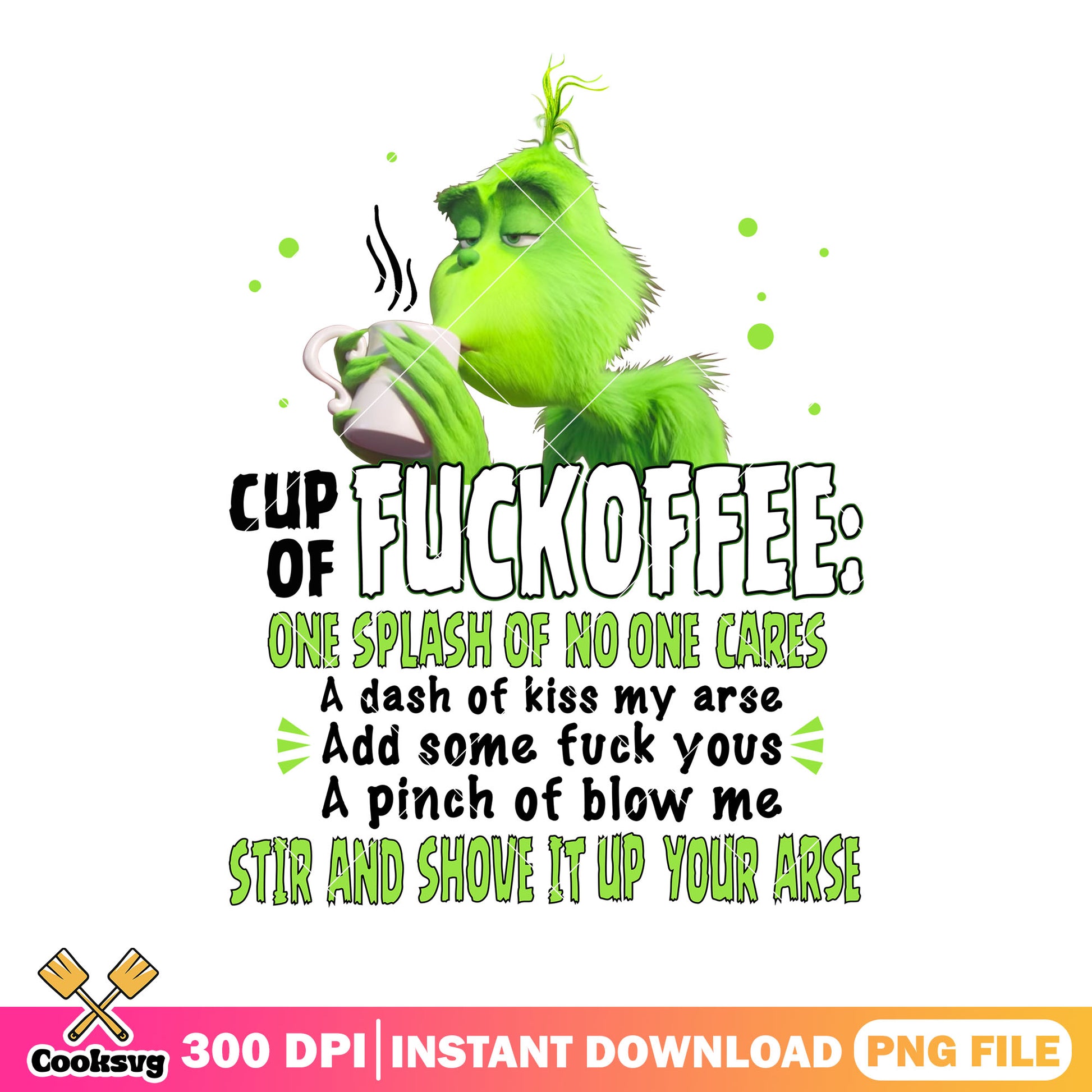 One splash of no one cares png, christmas cards png, green monster png