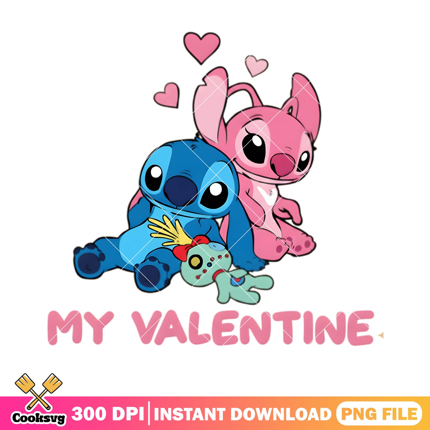 Only stitch angel valentine png, valentines couple png, lilo and stitch png