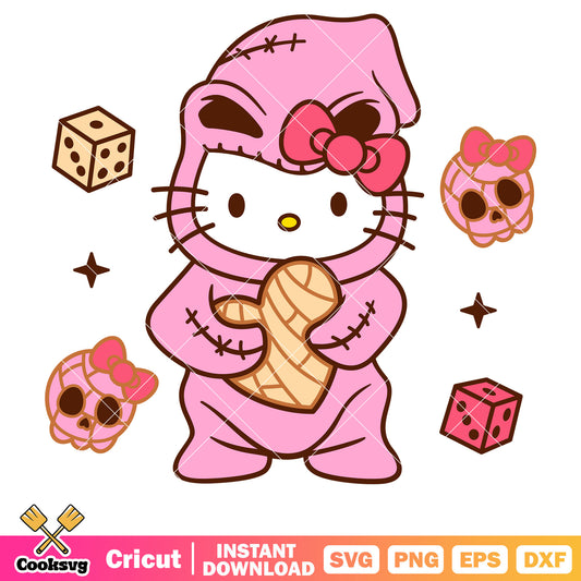 Oogie boogie concha hello kitty pink svg, hello kitty christmas svg