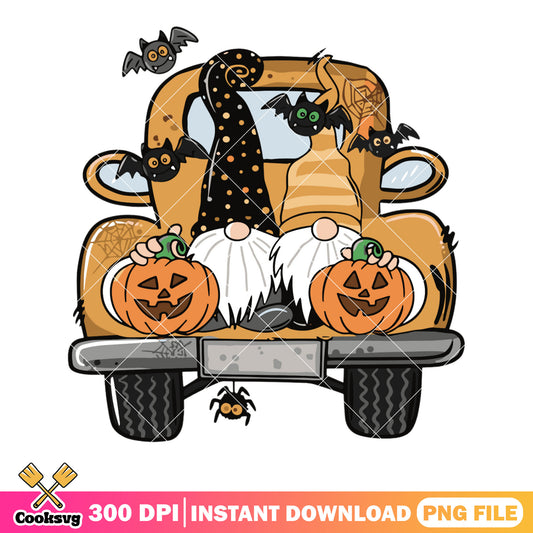 Orange Pumkin truck png, halloween scary png, scary bats png