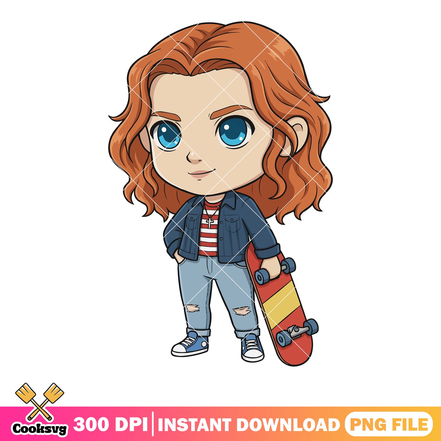 Orange chibi max png, stranger things png, netflix movies ​​png