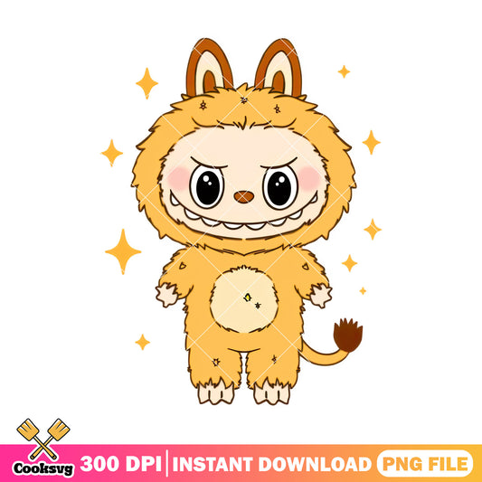 Orange labubu cute png, labubu happy png, labubu standing png