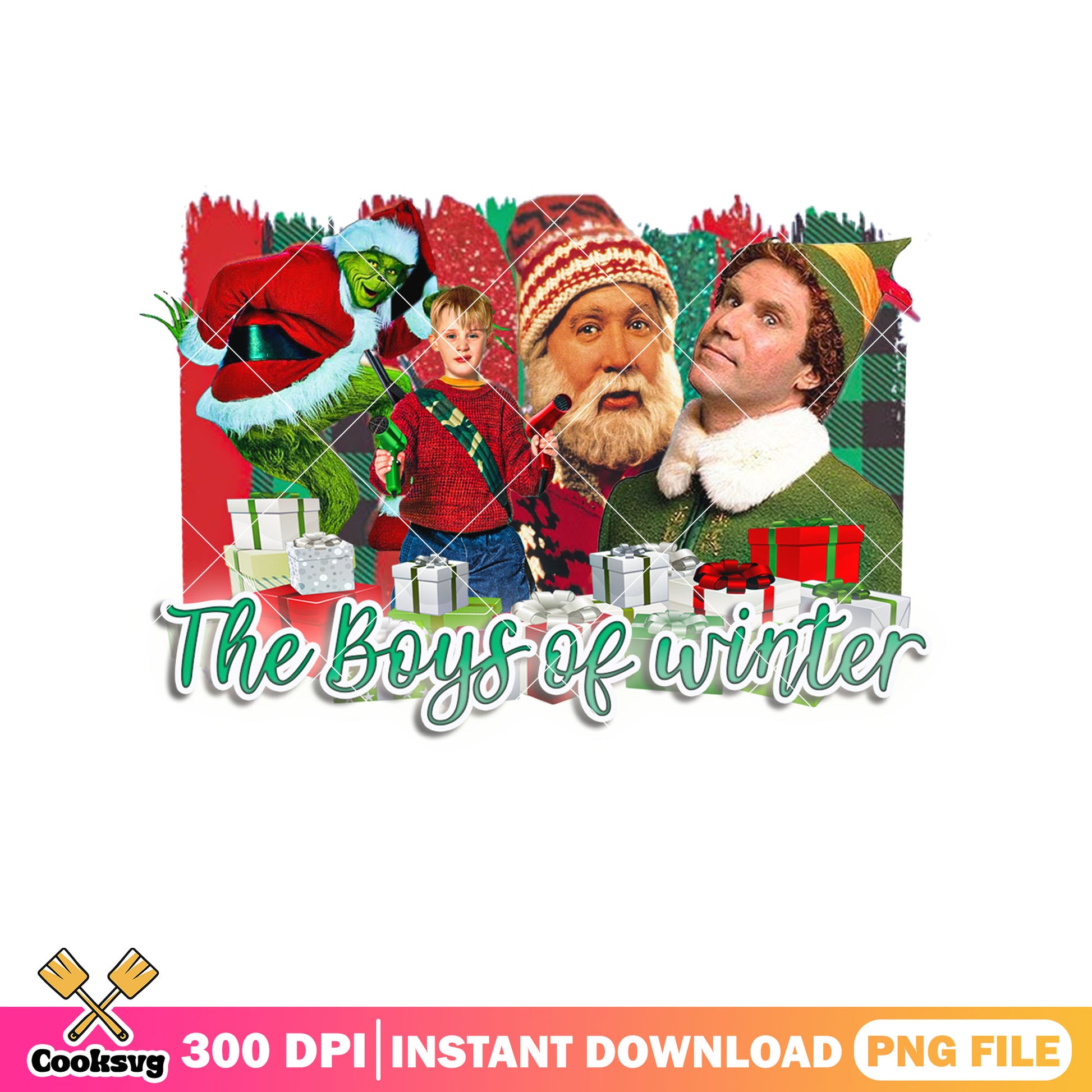 Our love for winter png, santa claus costume png, buddy the elf png