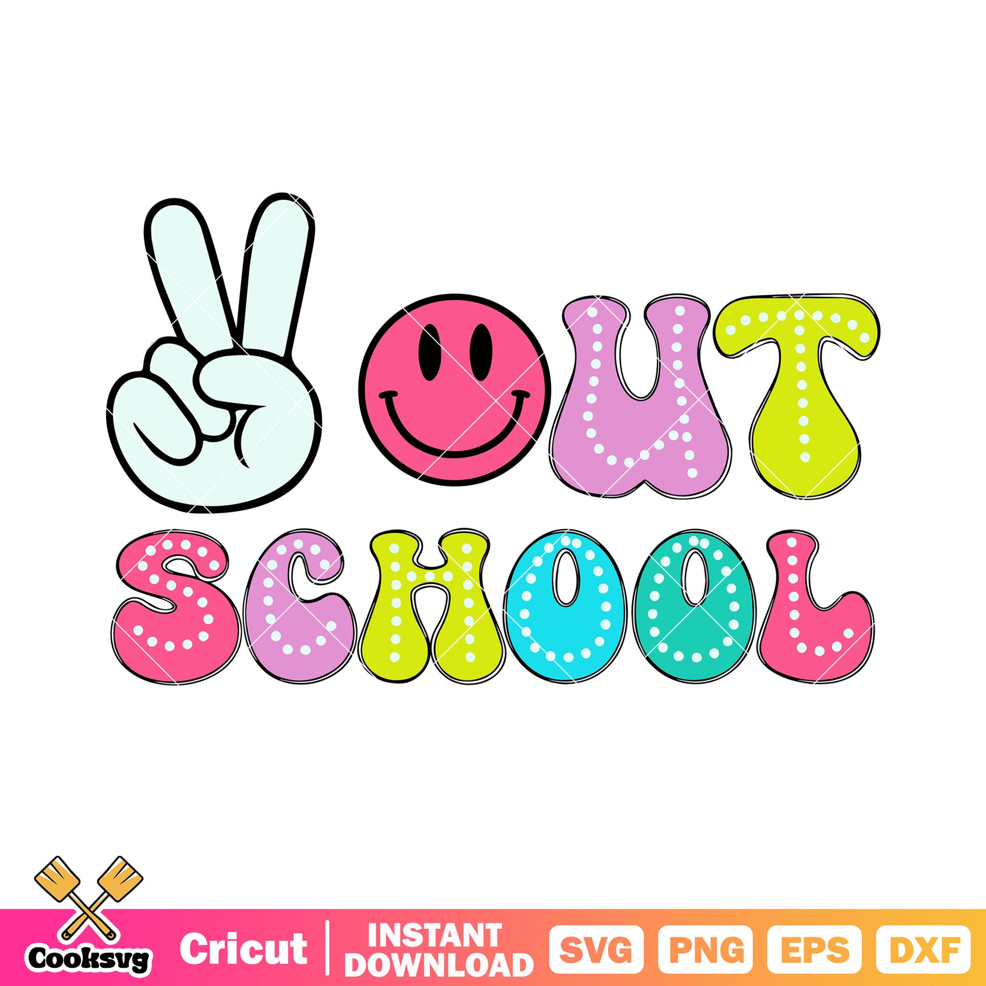 Out school svg, pink smile icon​​ svg, hi hand icon svg