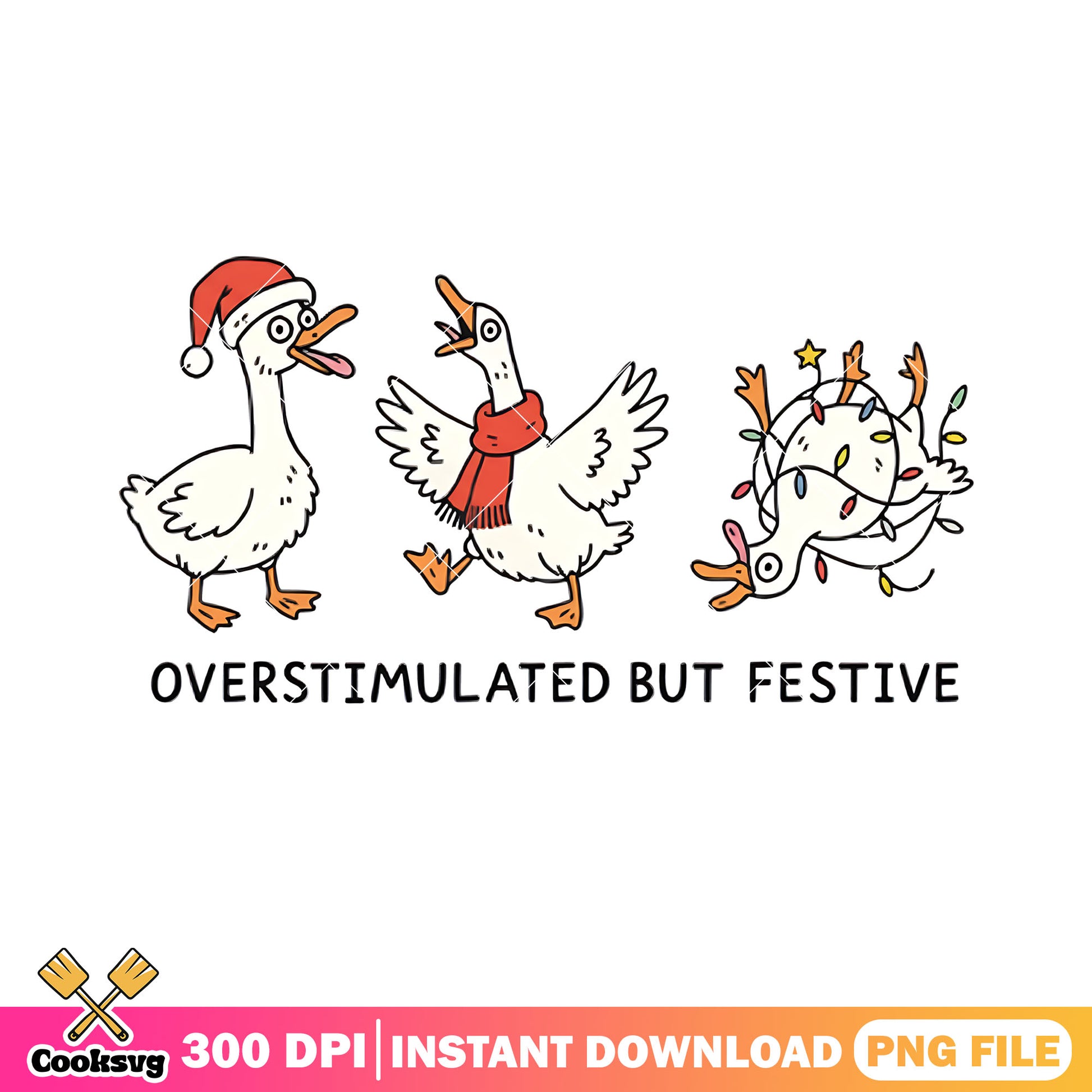 Overstimulated but festive png, christmas decor png, santa hat png