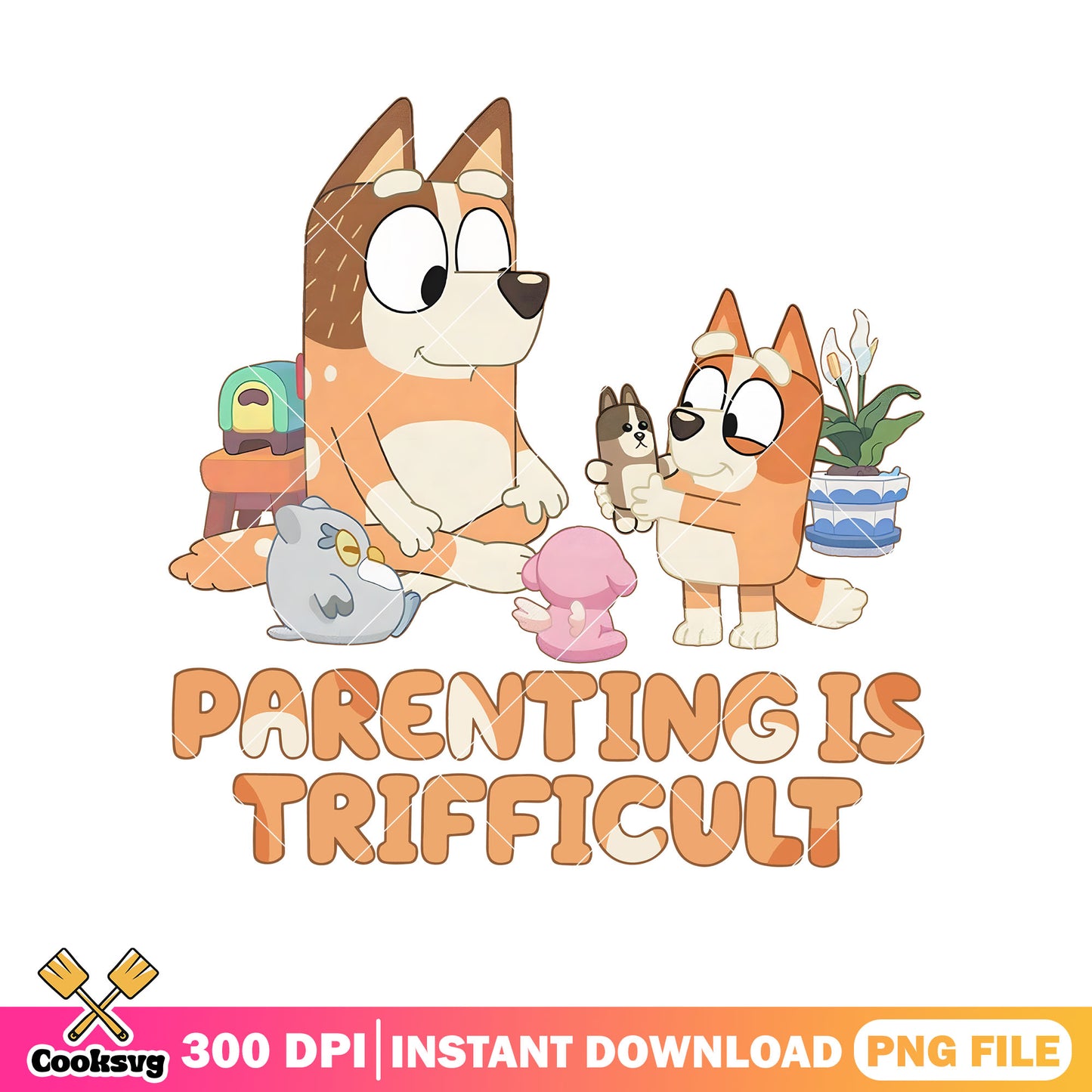 Parentingis trifficult bluey mum bingo png, bluey family png, cartoon bluey png