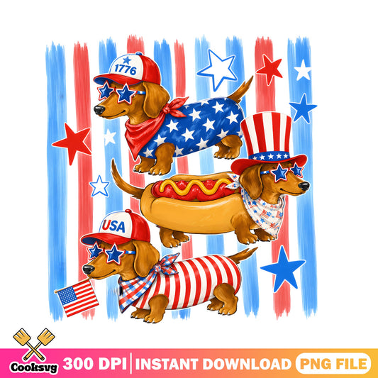 Patriotic Dachshund 4th Of July PNG, Dachshund USA PNG, Dog PNG