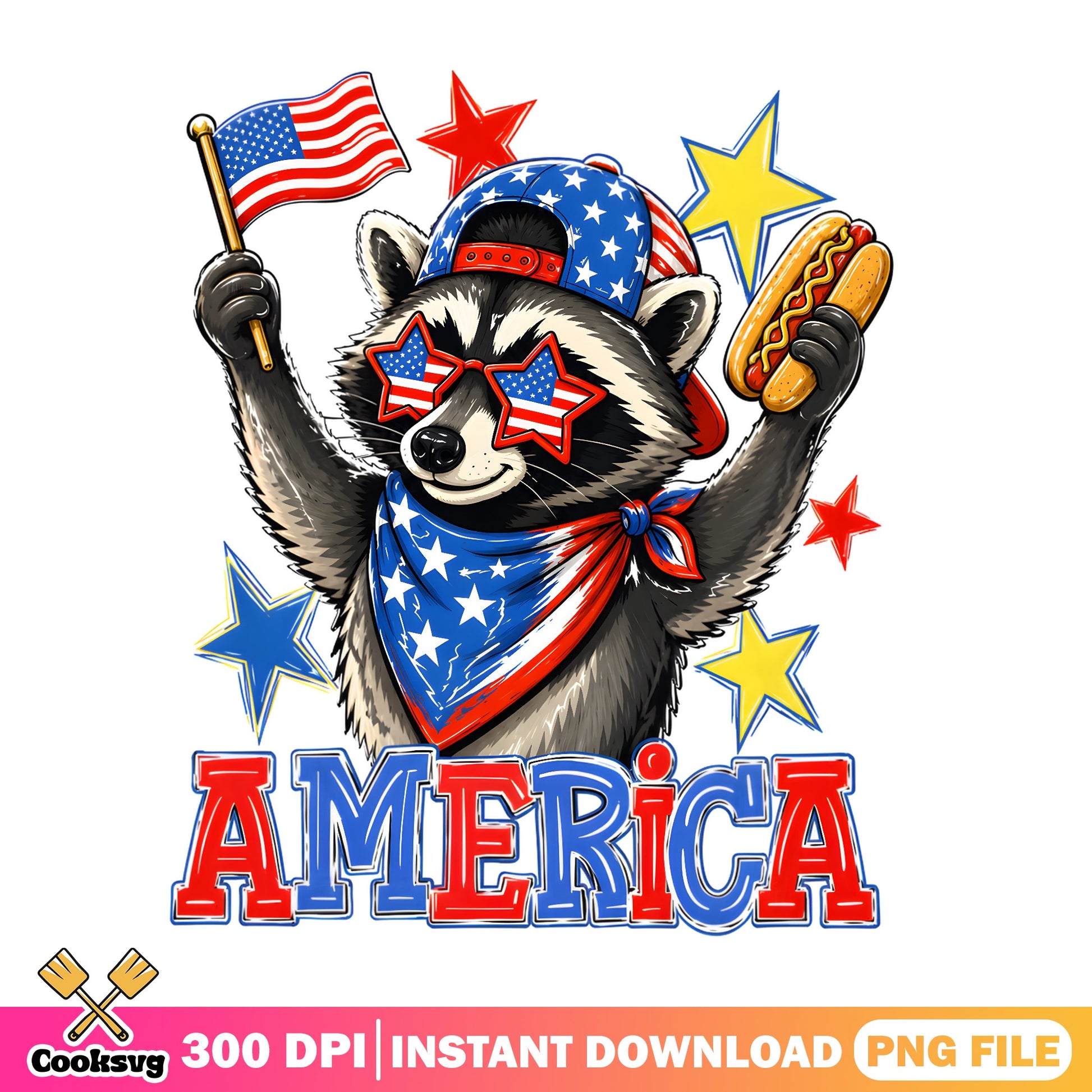 Patriotic Raccoon America PNG, 4th Of July PNG, Funny Raccoon PNG