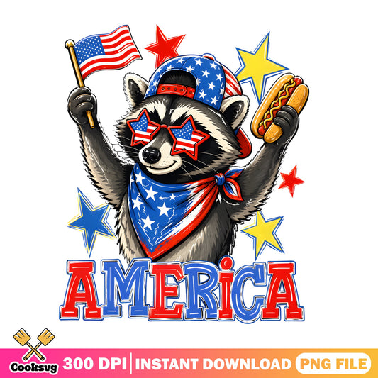 Patriotic Raccoon America PNG, 4th Of July PNG, Funny Raccoon PNG