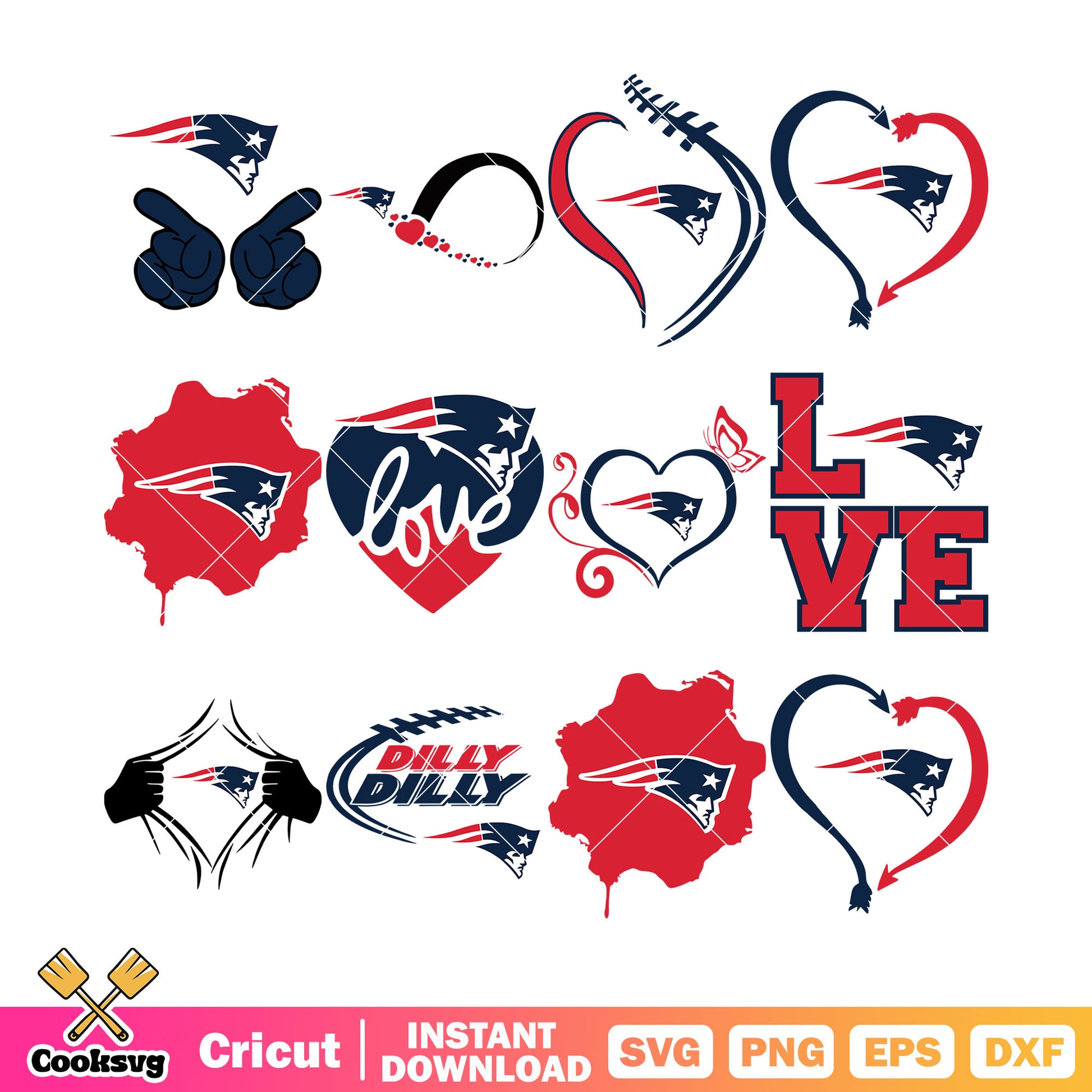 Patriots in my heart bundle svg, new england patriots svg, flying elvis svg