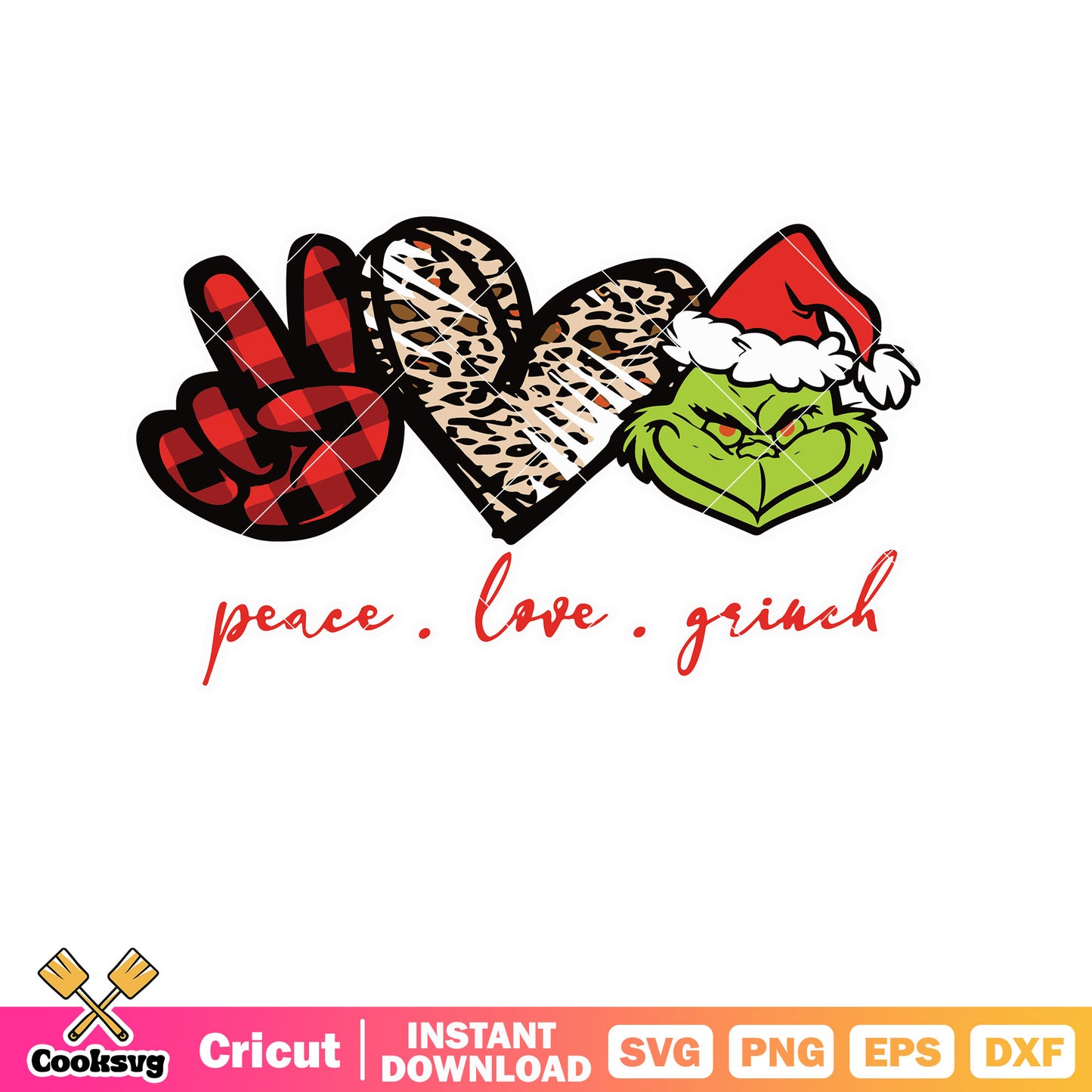 Peace Love Grinch Christmas Leopard Heart svg, peace love grinch svg