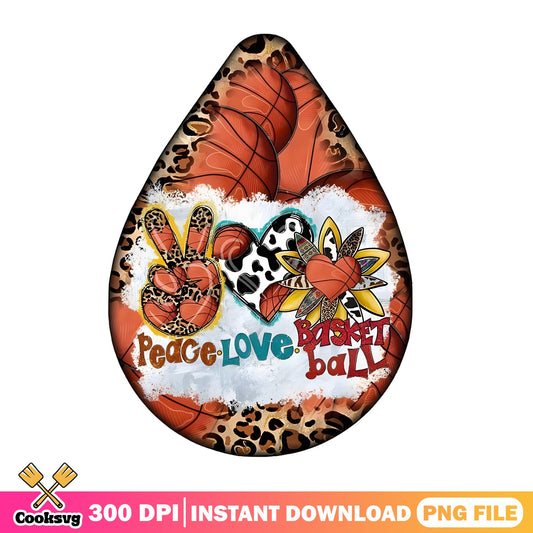 Peace Love Basketball PNG, Leopard Basketball Sublimation PNG, Sport PNG