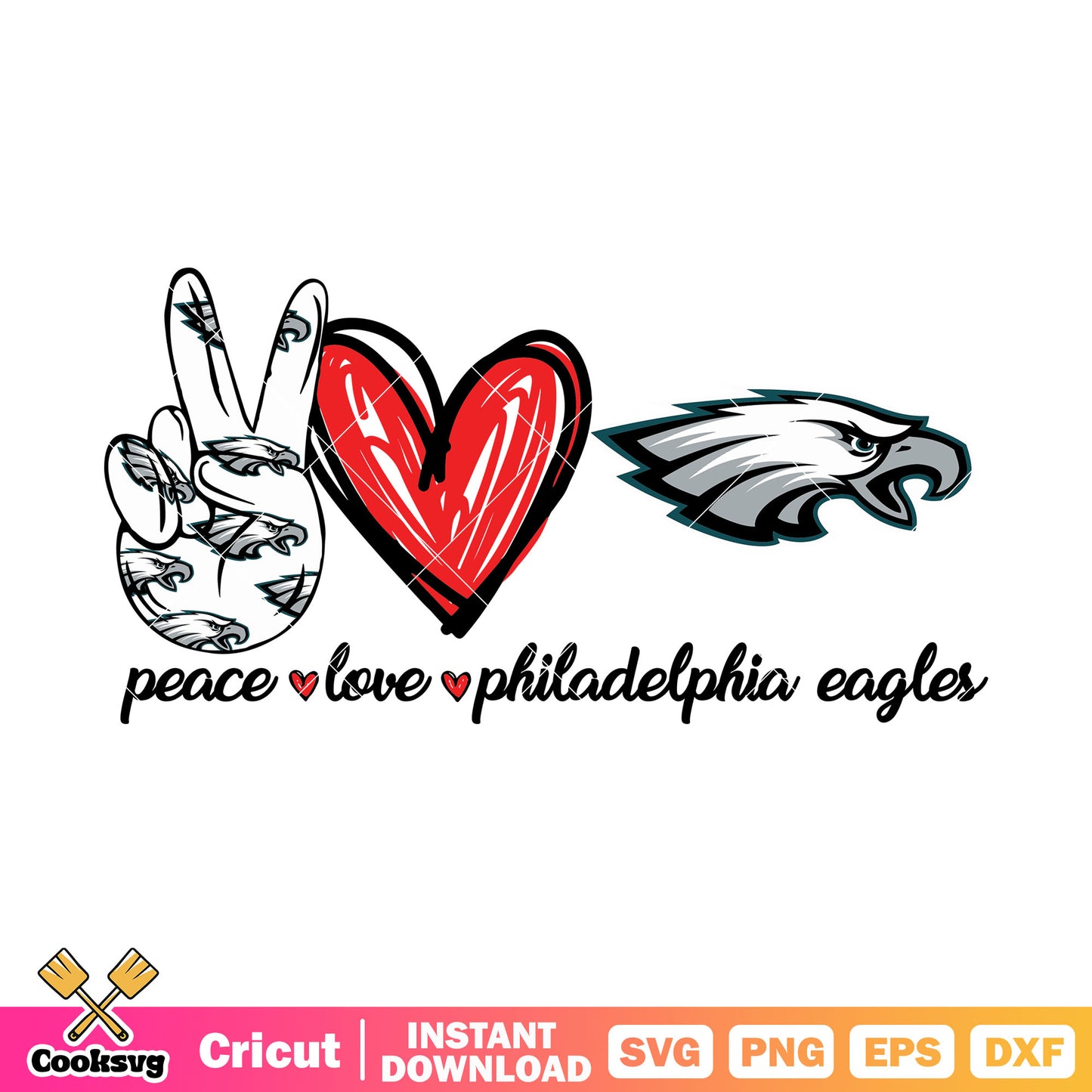 Peace love and eagles svg, Philadelphia Eagles svg, nfl svg