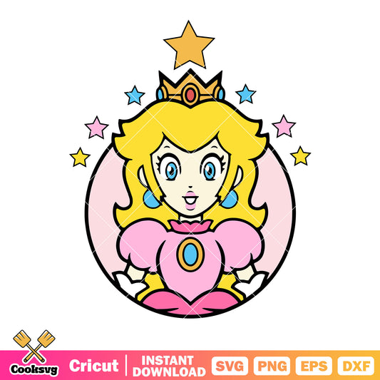Peach princess pink dress svg, super mario​ svg, blink star svg